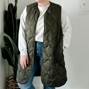 Uniqlo Ultra Light Down Long Vest Olive Green